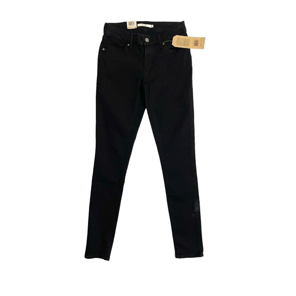 LEVI'S Jeans 711 Skinny Mid Rise Denim Jeans Black Wash W26 L30 NWT + Defect